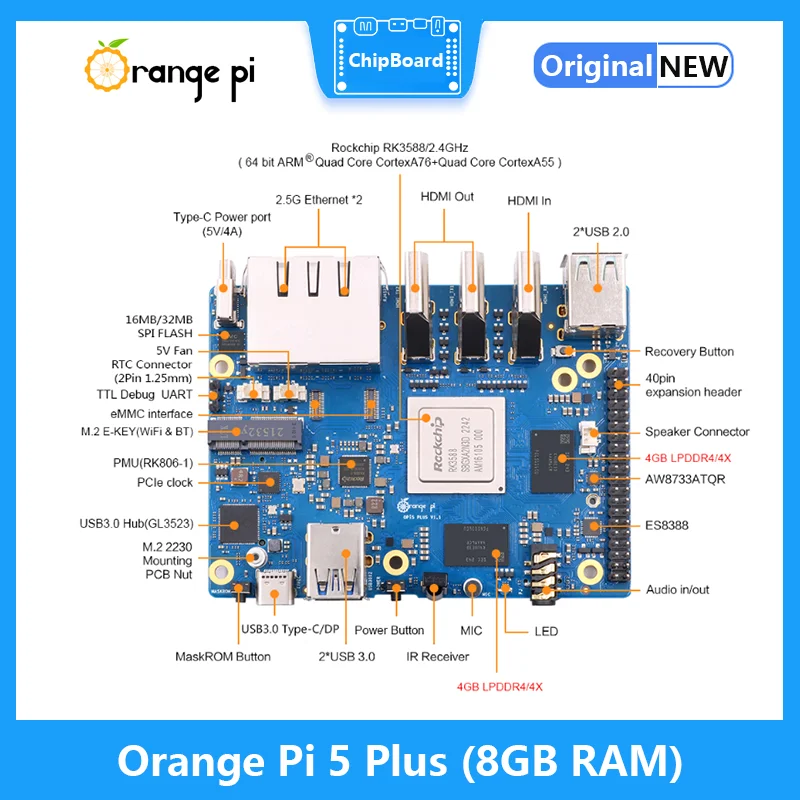 Orange Pi 5 Plus 8GB RAM RK358 - Orange Pi 5 Plus 16Gb recension och pris