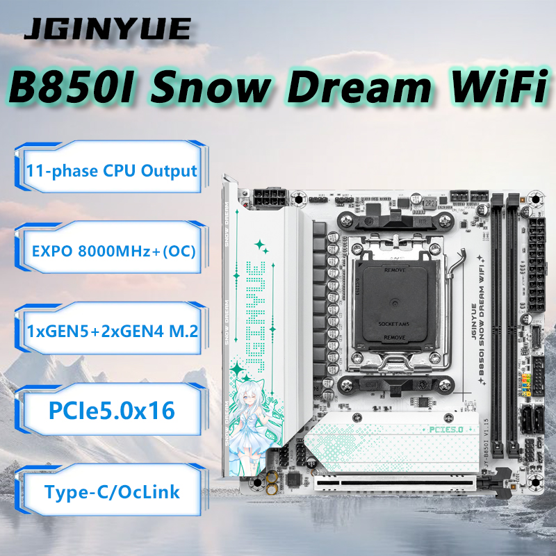 JGINYUE B850i Snow Dream WiFi  - Nas Motherboard 8 Sata Mini Itx recension och pris
