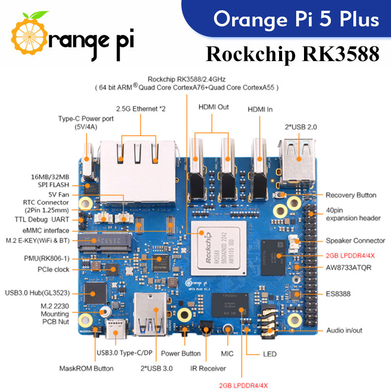 Orange Pi 5 Plus Single Board  - Orange Pi 5 Plus 16Gb recension och pris