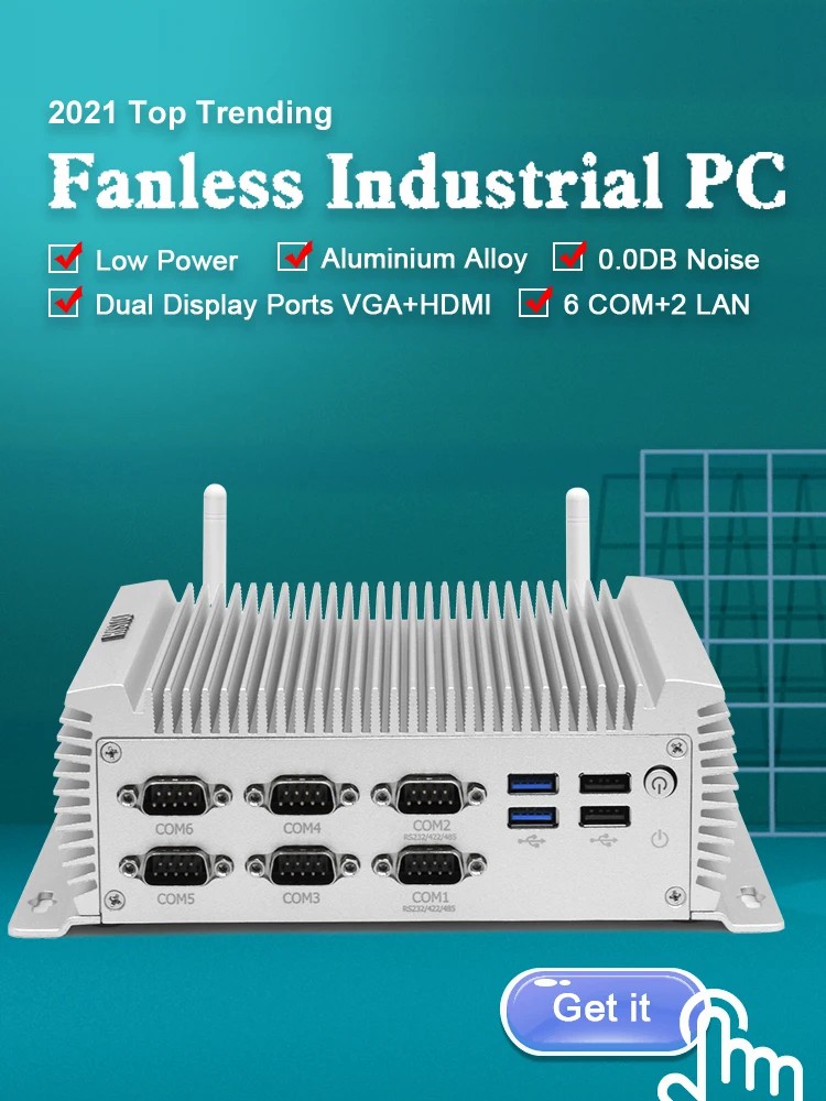 Industrial PC fanless mini pc  - Fanless Industrial Pc Rs485 Core I7 recension och pris